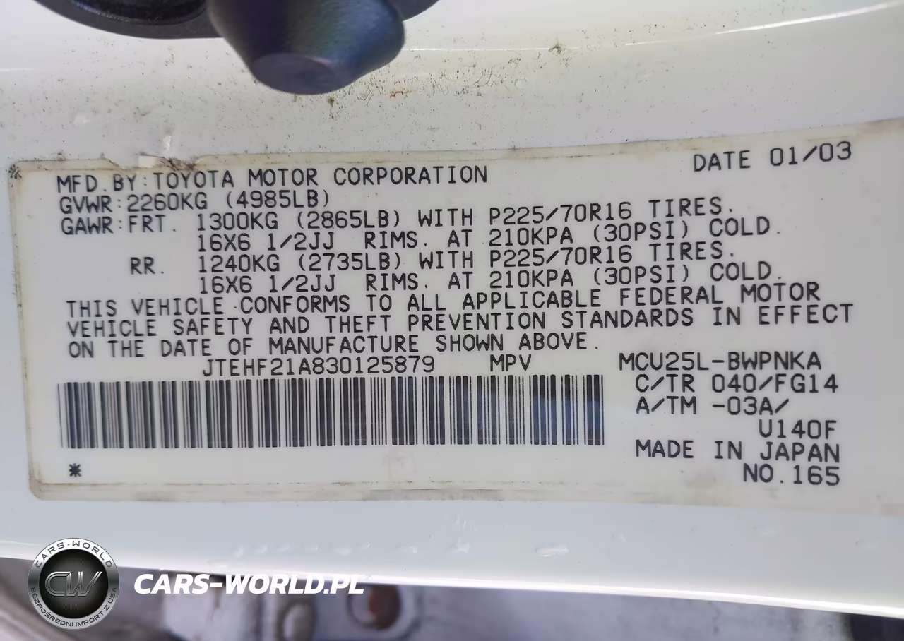 2003 Toyota Highlander V6 VIN:JTEHF21A830125879 - 9