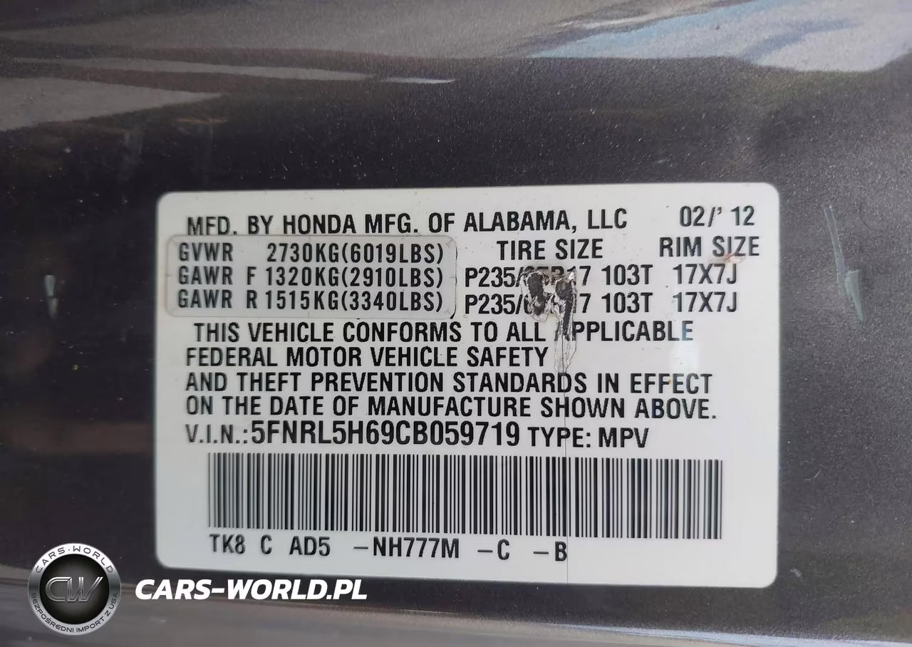 2012 Honda Odyssey Ex-L VIN:5FNRL5H69CB059719 - 9