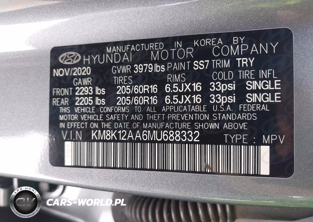 2021 Hyundai Kona Se VIN:KM8K12AA6MU688332 - 9