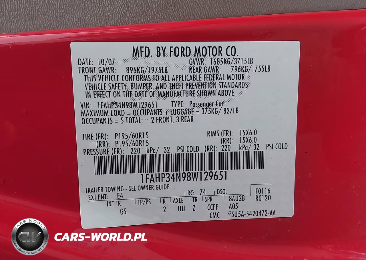 2008 Ford Focus S VIN:1FAHP34N98W129651 - 9