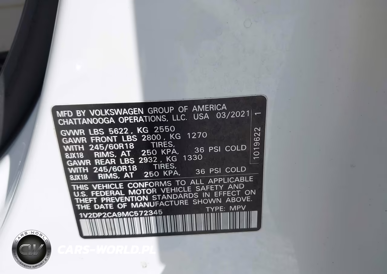 2021 Volkswagen Atlas 2.0T Se VIN:1V2DP2CA9MC572345 - 9