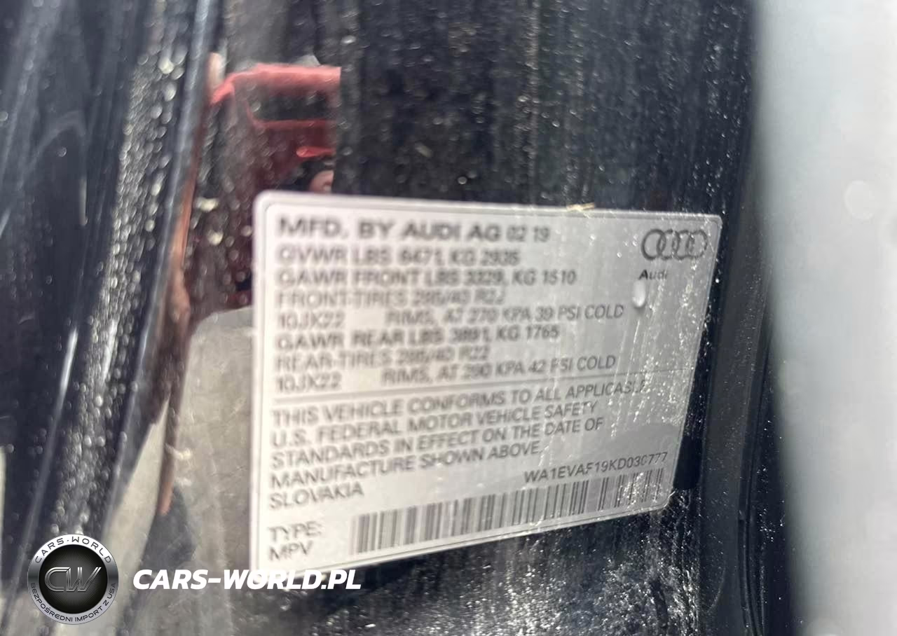2019 Audi Q8 Premium Plus S-Line VIN:WA1EVAF19KD030777 - 9