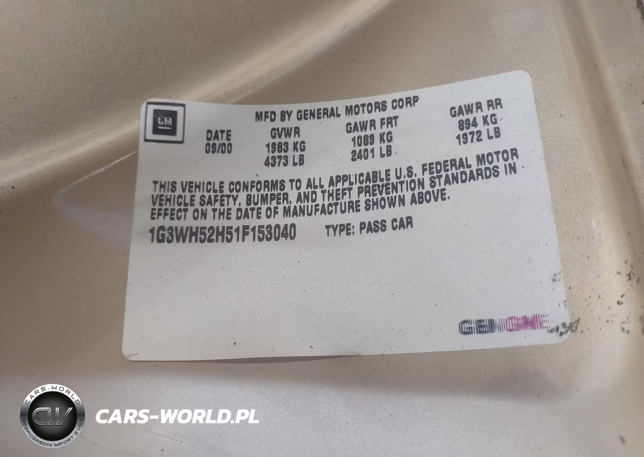 2001 Oldsmobile Intrigue Gx VIN:1G3WH52H51F153040 - 9