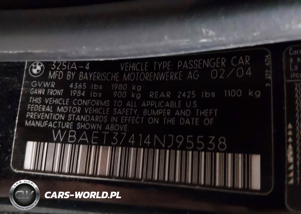 2004 BMW 325I VIN:WBAET37414NJ95538 - 9