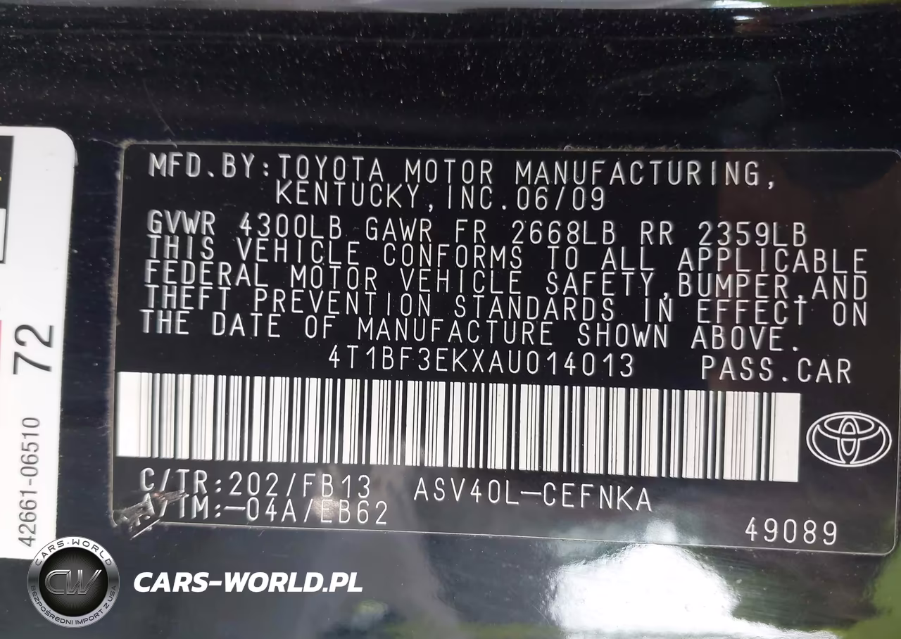 2010 Toyota Camry VIN:4T1BF3EKXAU014013 - 9