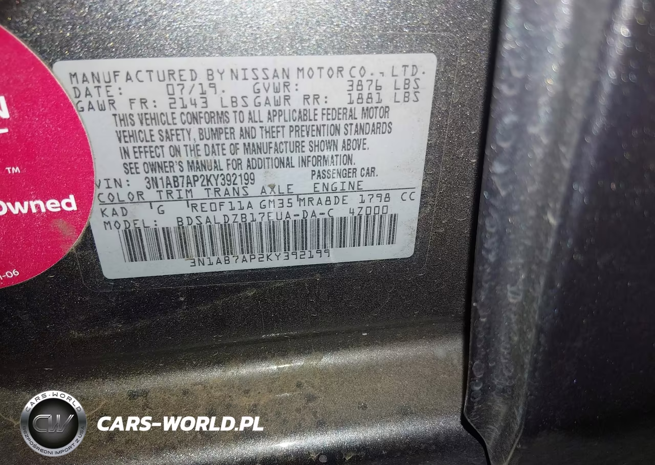 2019 Nissan Sentra Sv VIN:3N1AB7AP2KY392199 - 9