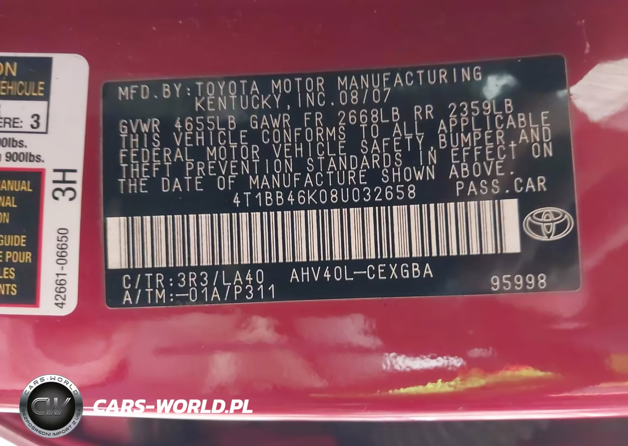 2008 Toyota Camry Hybrid VIN:4T1BB46K08U032658 - 9