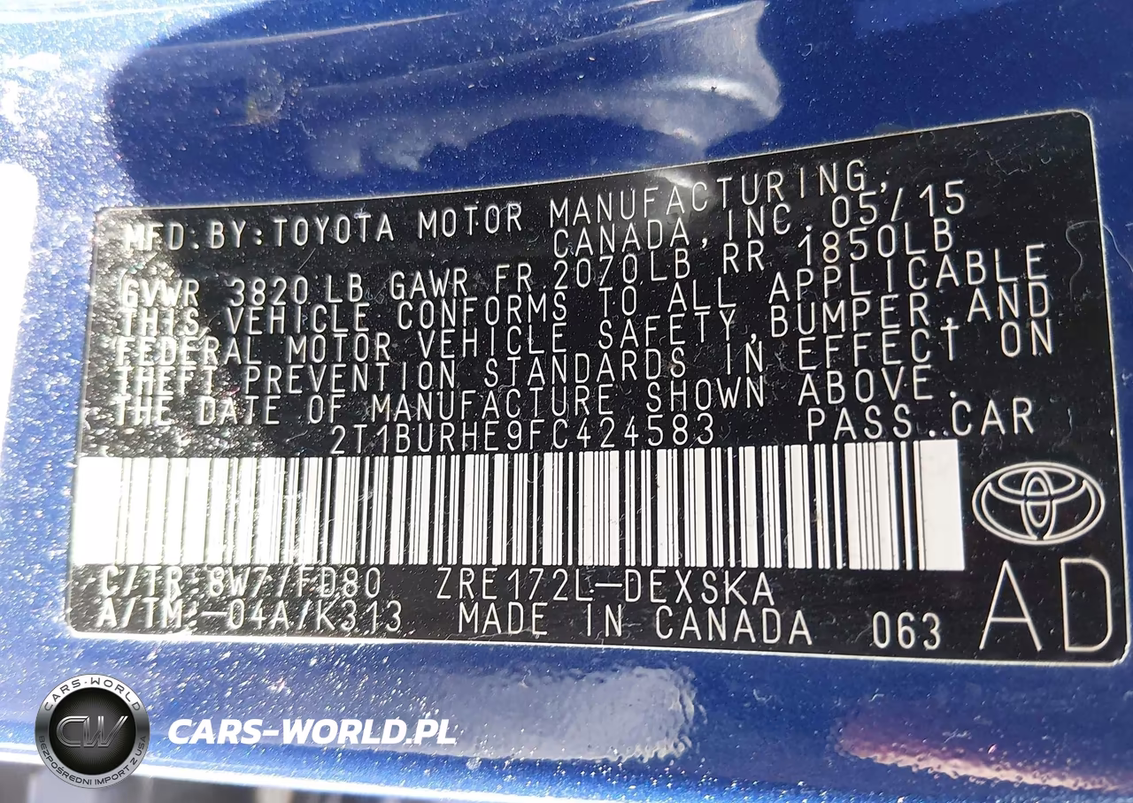 2015 Toyota Corolla S Plus VIN:2T1BURHE9FC424583 - 9