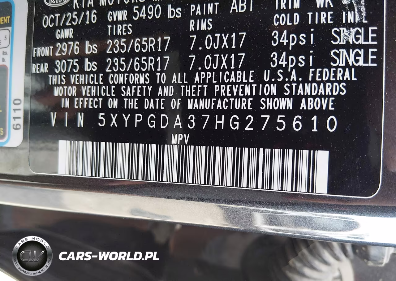 2017 Kia Sorento 2.4L Lx VIN:5XYPGDA37HG275610 - 9