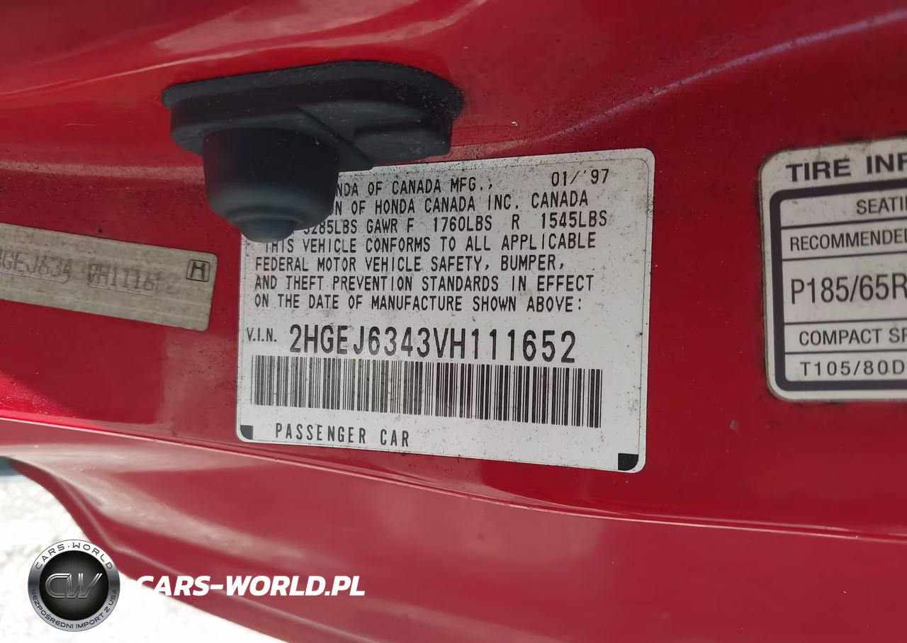 1997 Honda Civic Dx VIN:2HGEJ6343VH111652 - 9