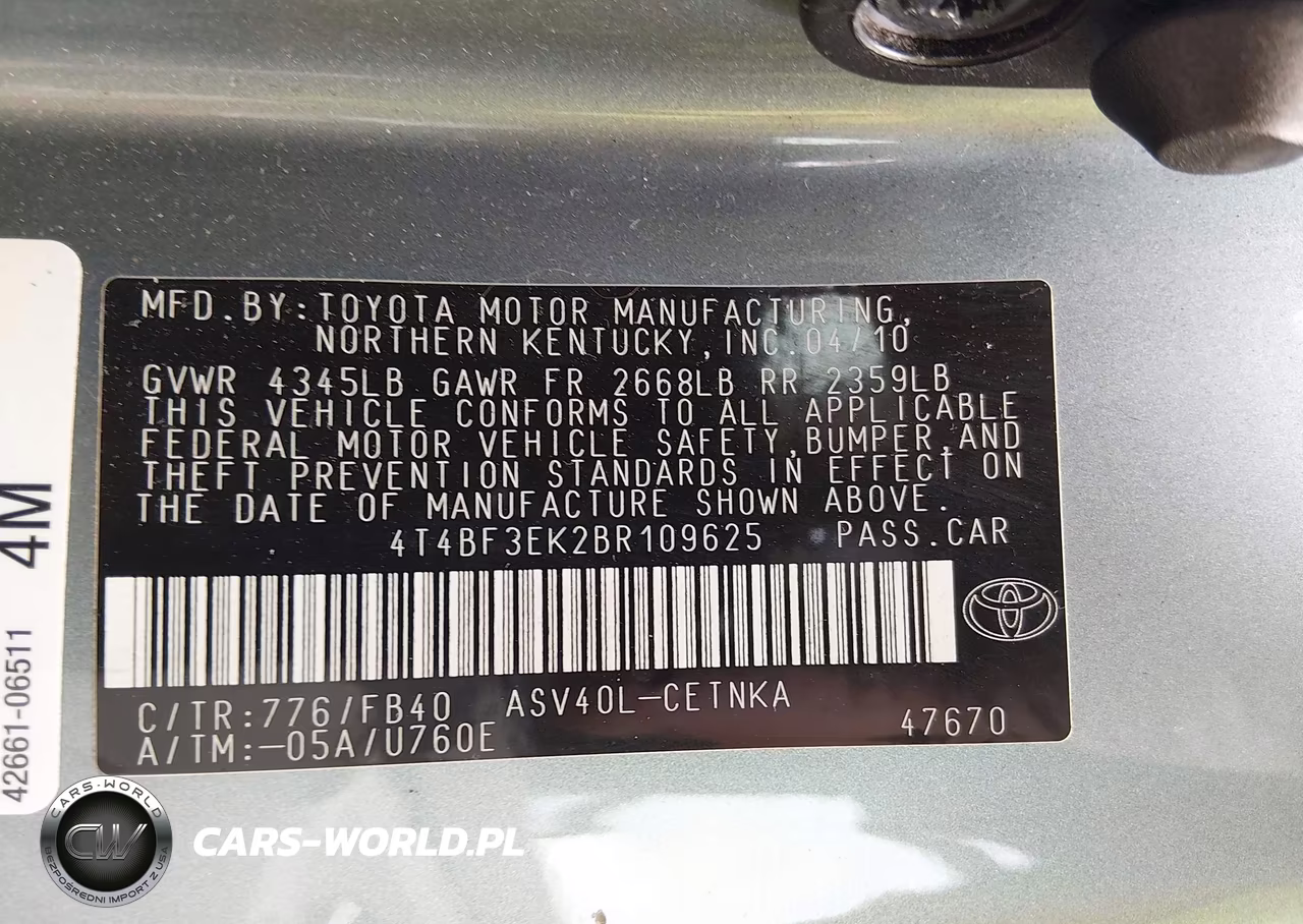 2011 Toyota Camry Le VIN:4T4BF3EK2BR109625 - 9