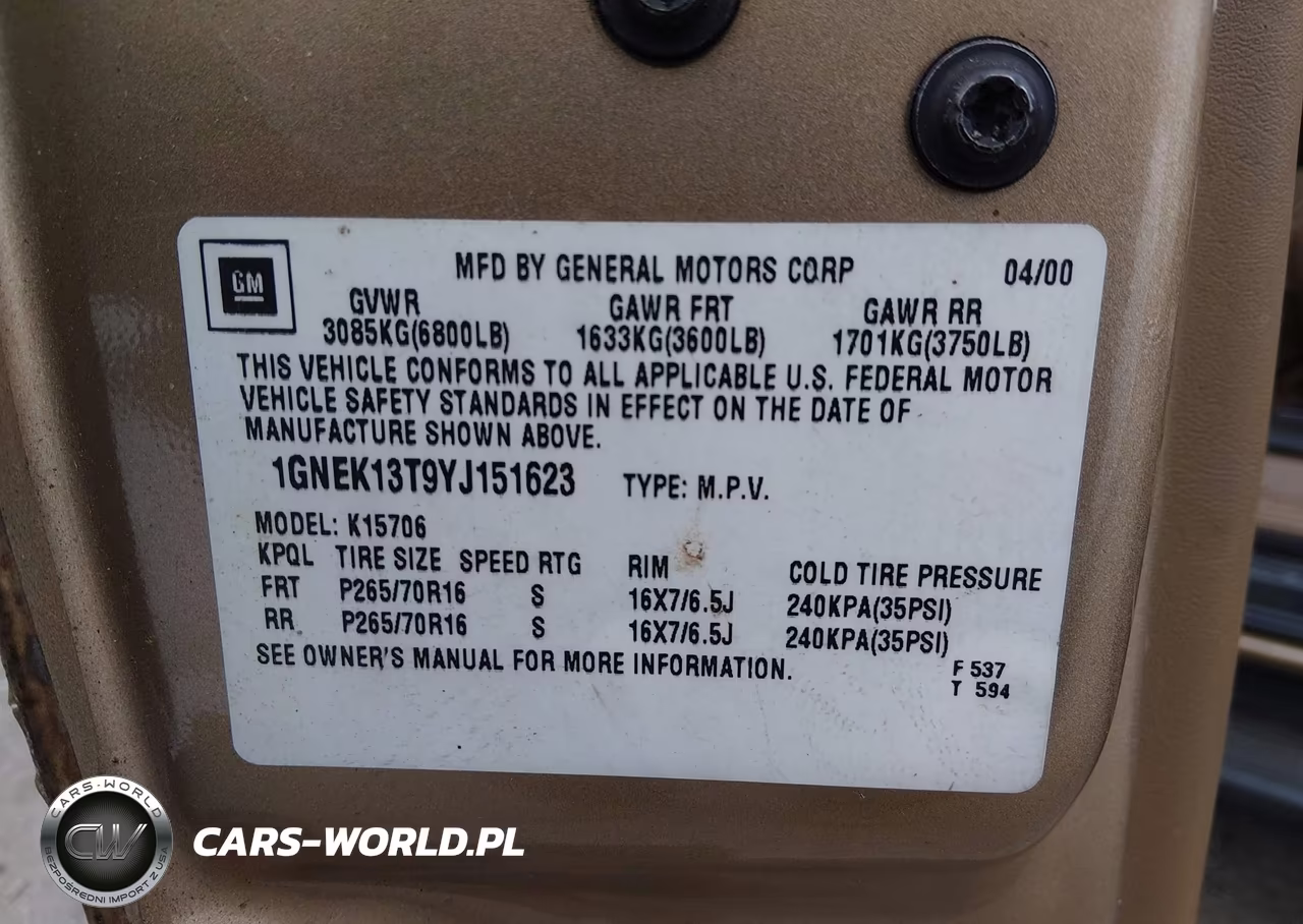 2000 Chevrolet Tahoe All New Lt VIN:1GNEK13T9YJ151623 - 9