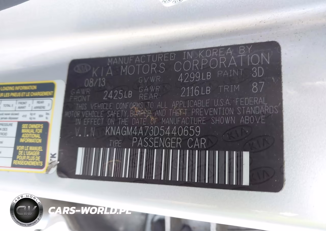2013 Kia Optima Lx VIN:KNAGM4A73D5440659 - 9