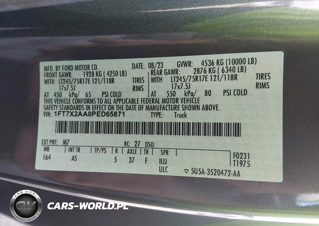 2023 Ford F-250 Xl VIN:1FT7X2AA0PED65871 - 9