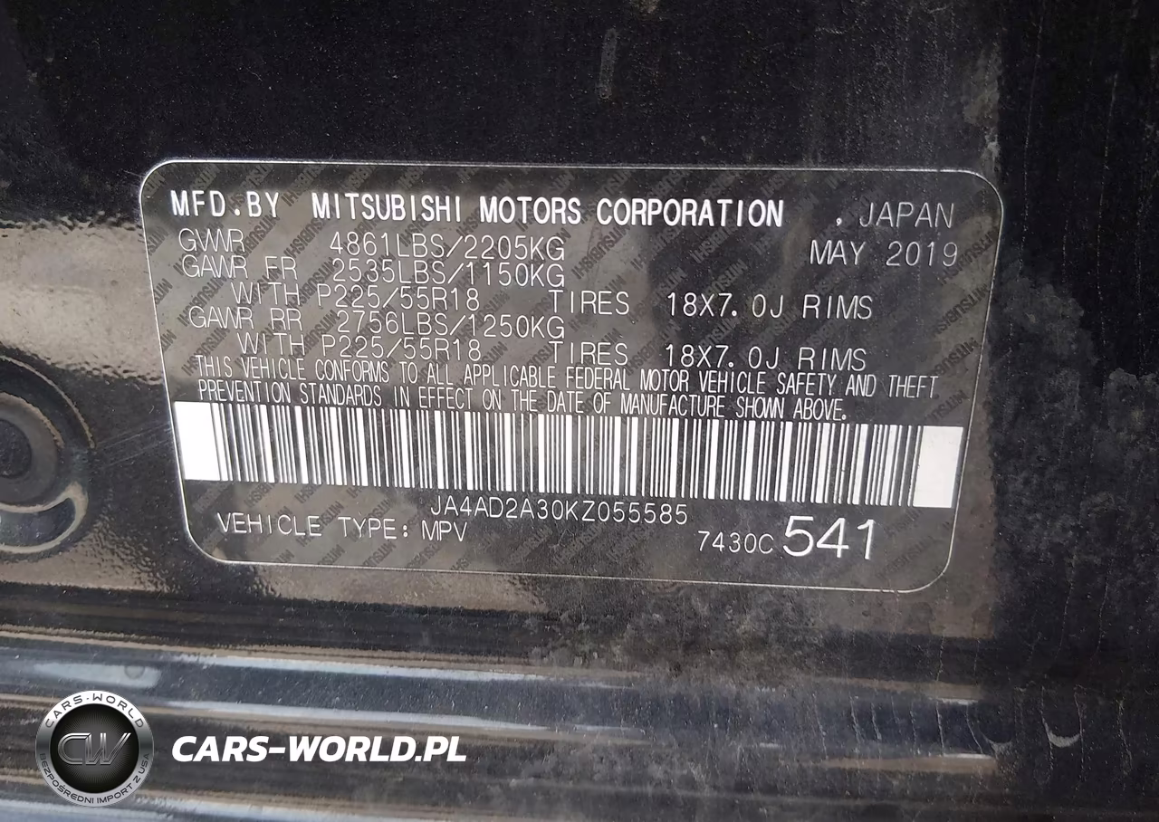 2019 Mitsubishi Outlander Es VIN:JA4AD2A30KZ055585 - 9