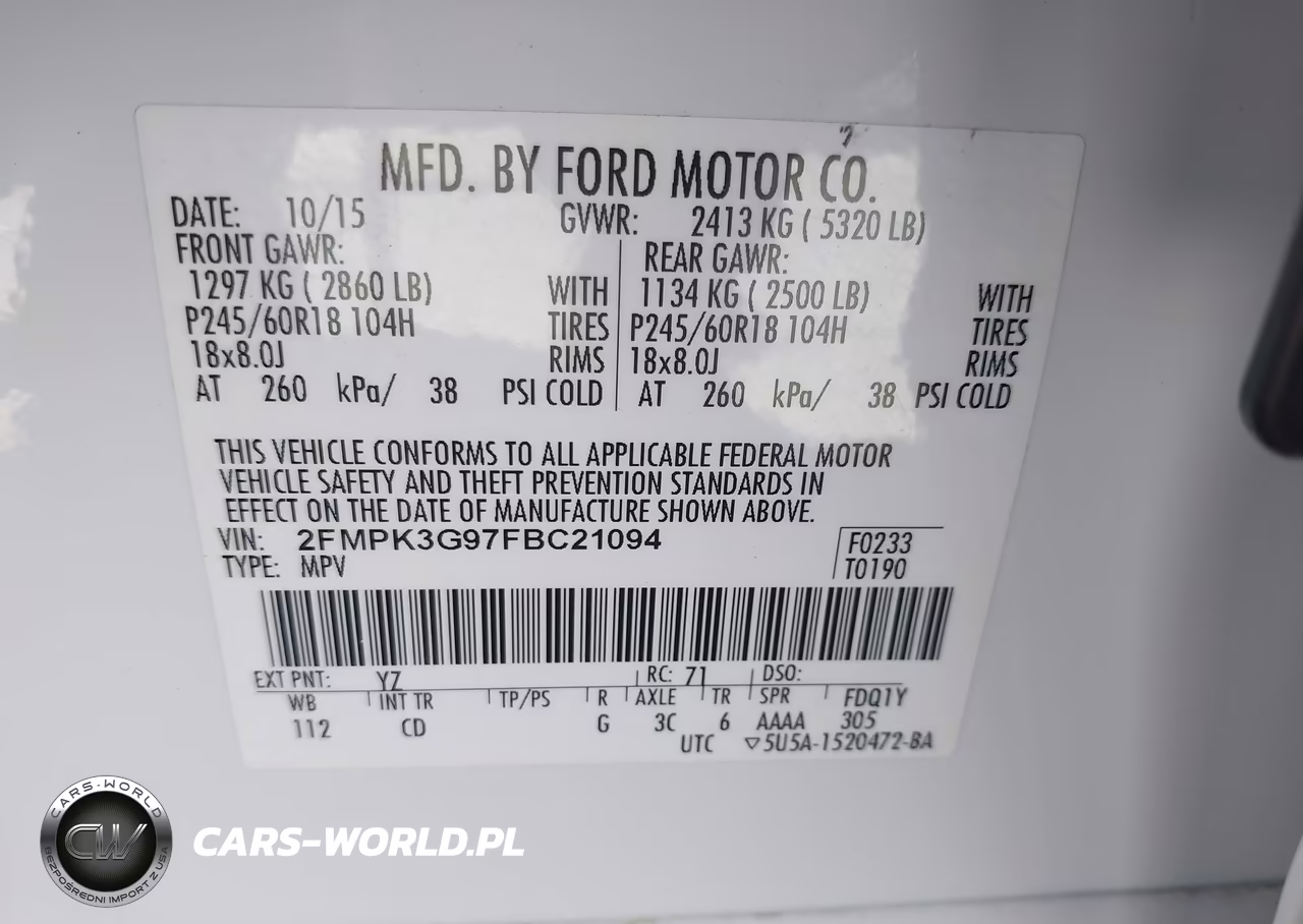 2015 Ford Edge Se VIN:2FMPK3G97FBC21094 - 9