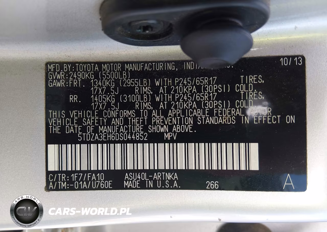 2013 Toyota Highlander Base Plus VIN:5TDZA3EH6DS044852 - 9