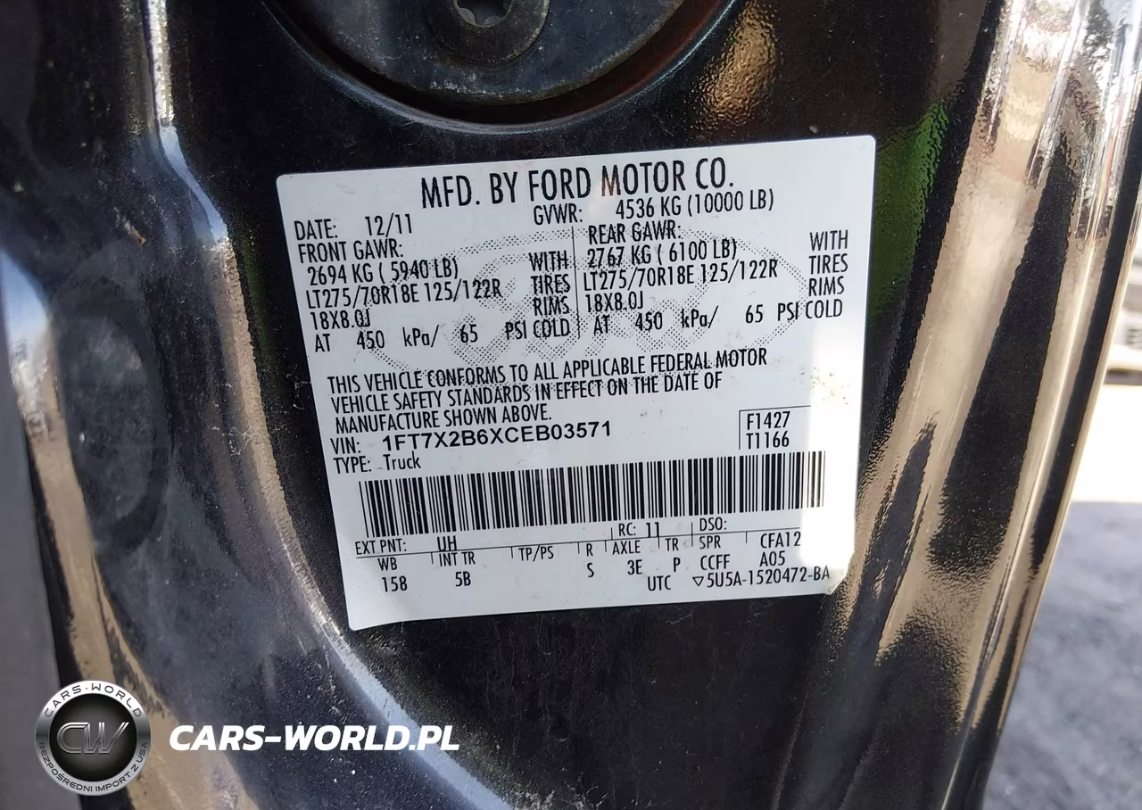 2012 Ford F-250 Lariat VIN:1FT7X2B6XCEB03571 - 9