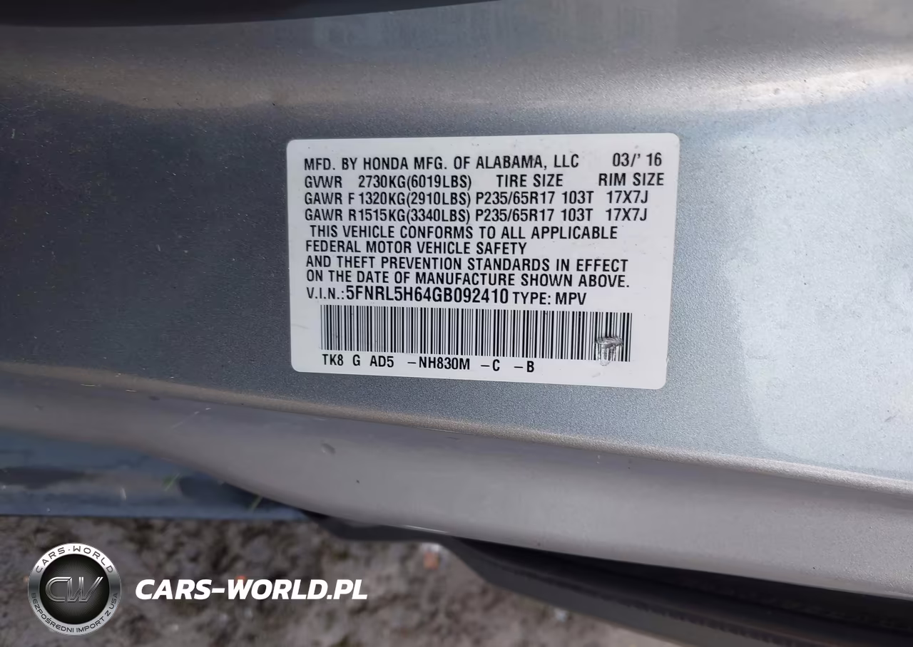 2016 Honda Odyssey Ex-L VIN:5FNRL5H64GB092410 - 9