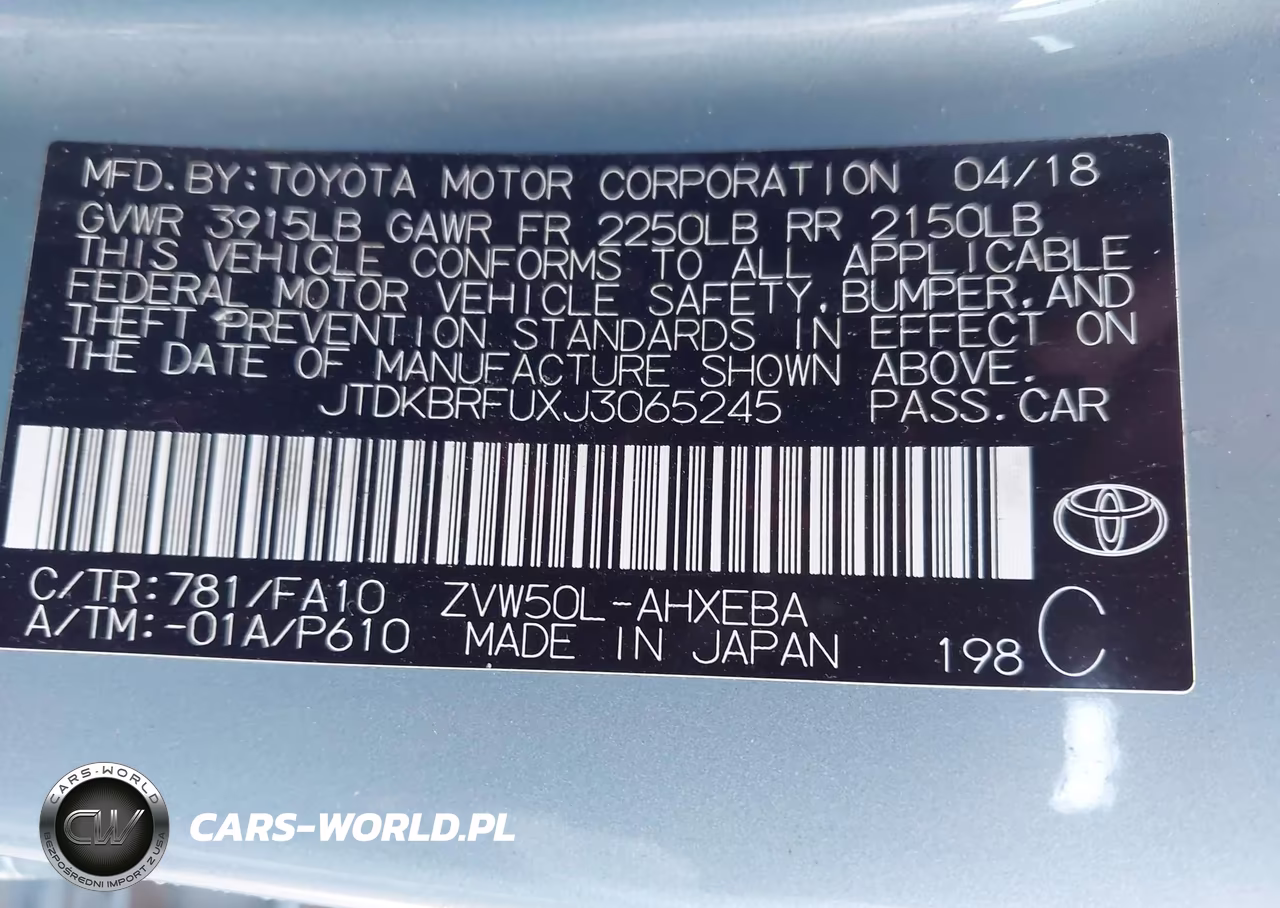 2018 Toyota Prius Two VIN:JTDKBRFUXJ3065245 - 9
