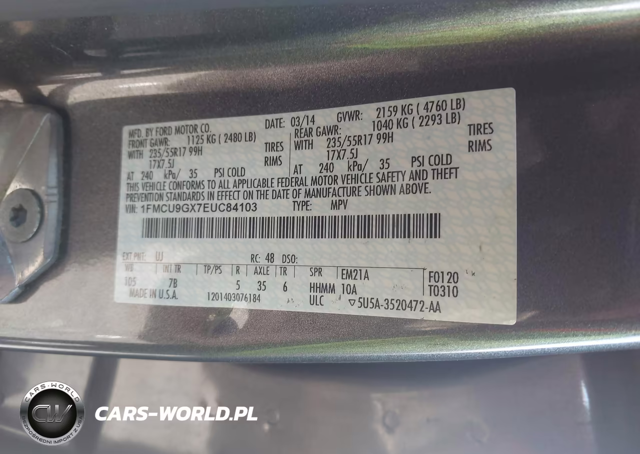 2014 Ford Escape Se VIN:1FMCU9GX7EUC84103 - 9