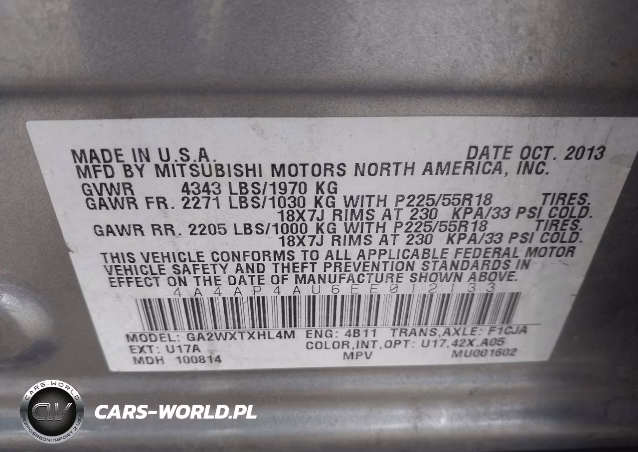 2014 Mitsubishi Outlander Sport Se VIN:4A4AP4AU6EE012133 - 9