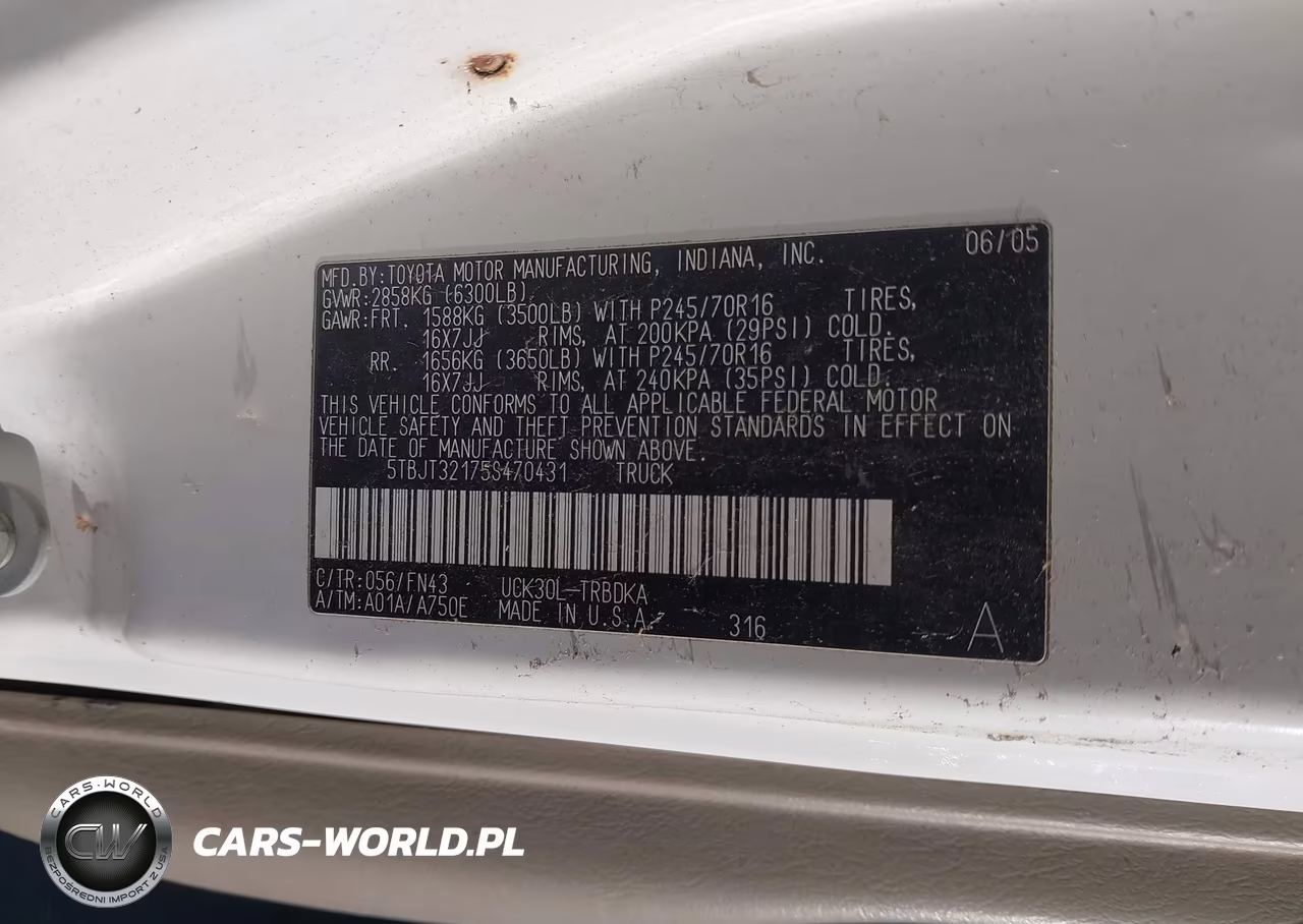 2005 Toyota Tundra Base V8 VIN:5TBJT32175S470431 - 9