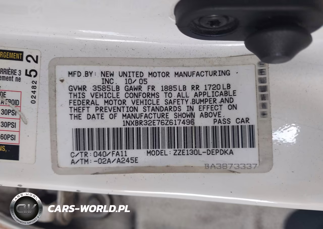 2006 Toyota Corolla Ce VIN:1NXBR32E76Z617496 - 9