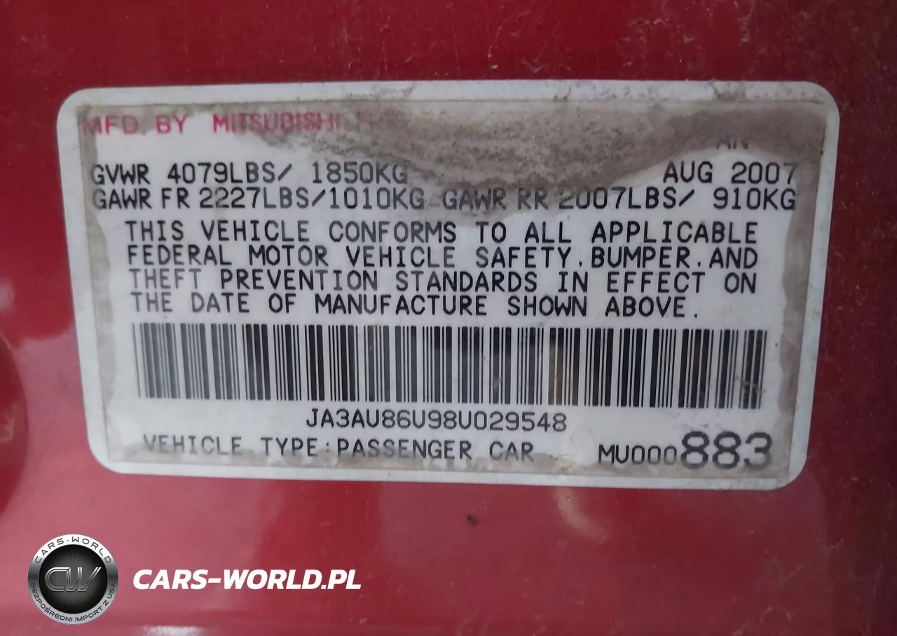 2008 Mitsubishi Lancer Gts VIN:JA3AU86U98U029548 - 9
