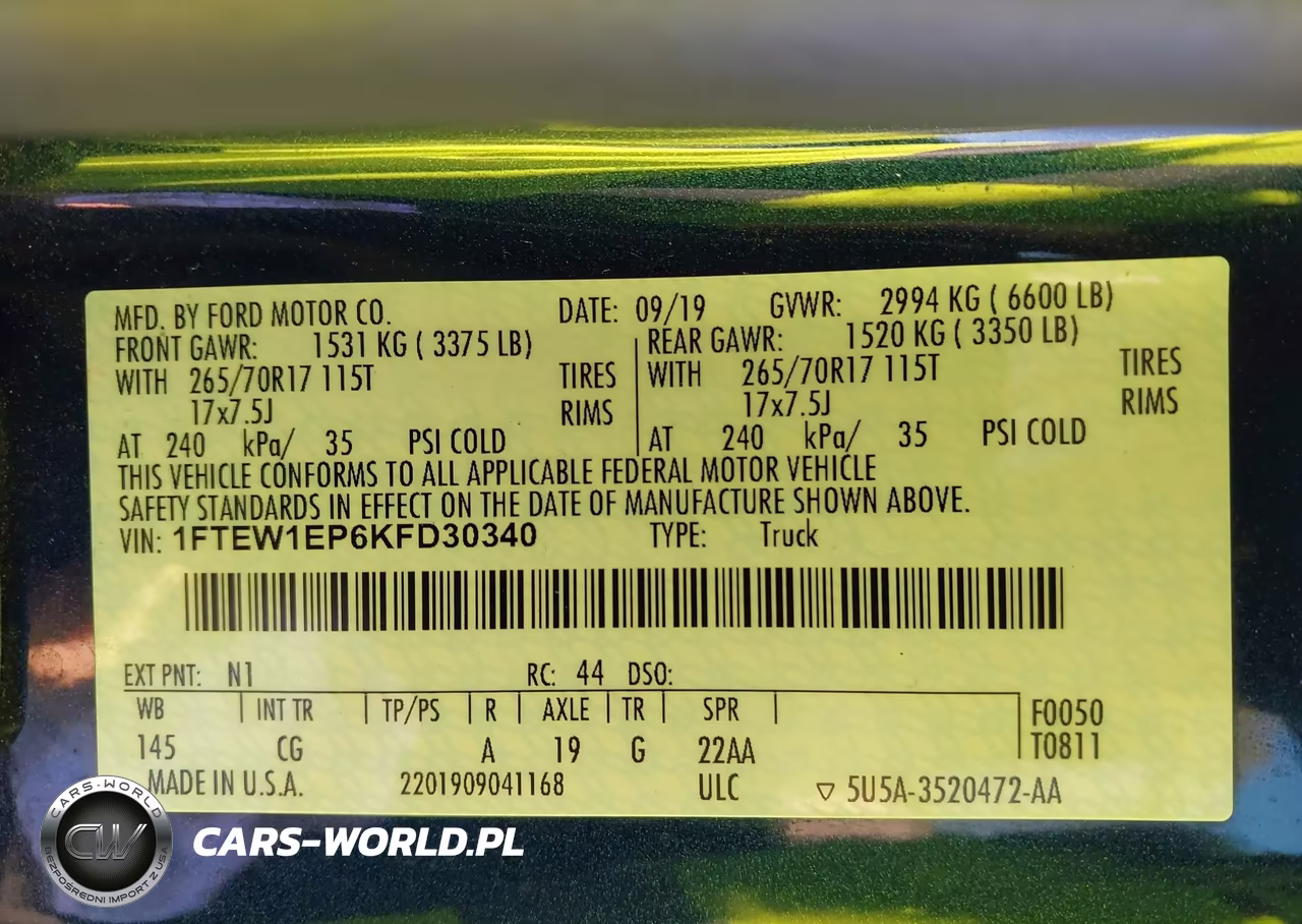 2019 Ford F-150 Xl VIN:1FTEW1EP6KFD30340 - 9