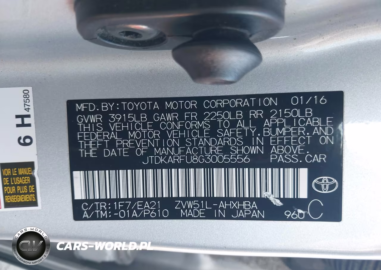 2016 Toyota Prius VIN:JTDKARFU8G3005556 - 9