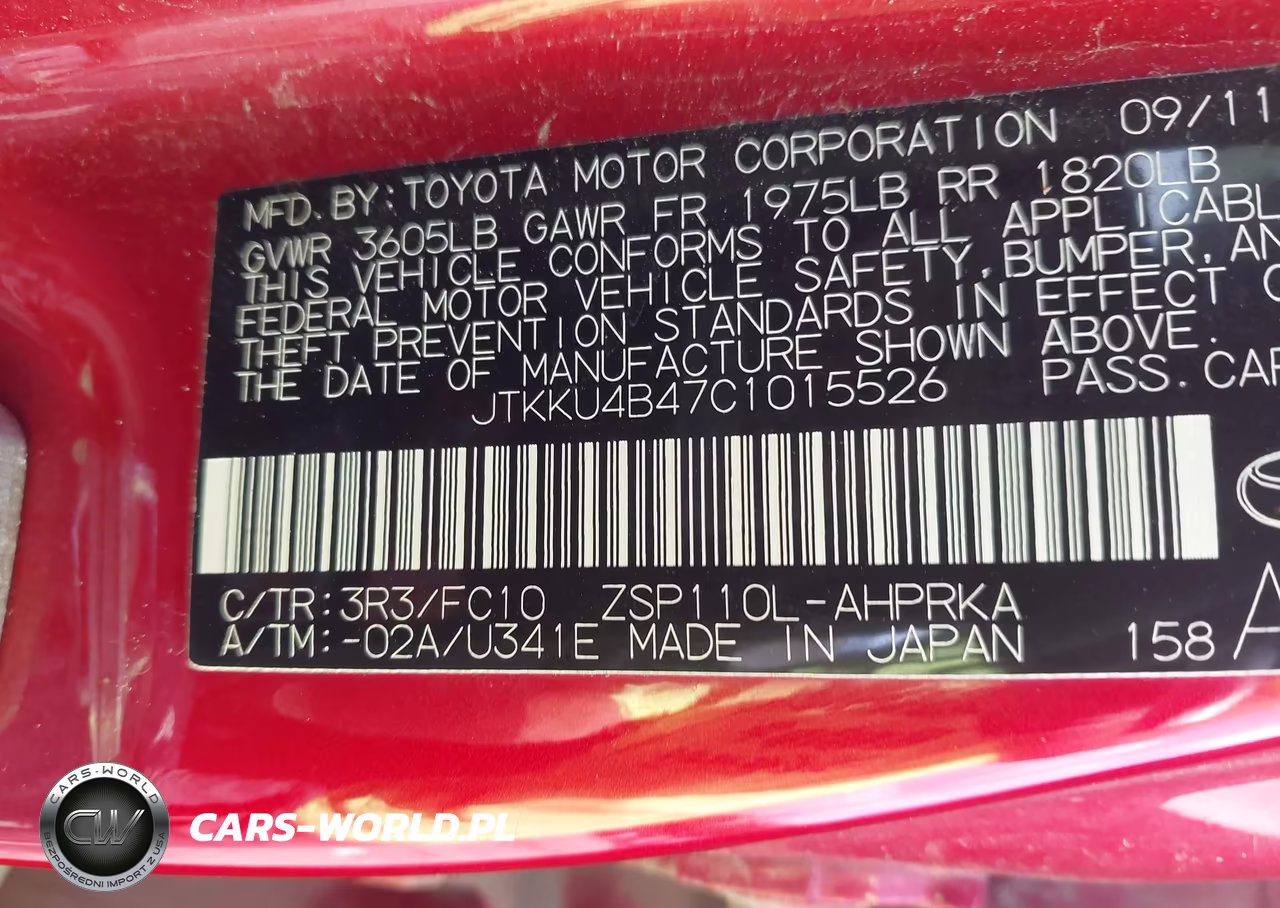 2012 Scion Xd VIN:JTKKU4B47C1015526 - 9