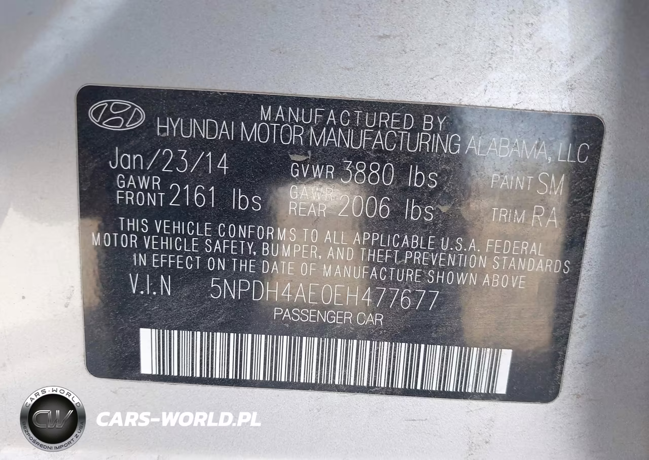 2014 Hyundai Elantra Se VIN:5NPDH4AE0EH477677 - 9