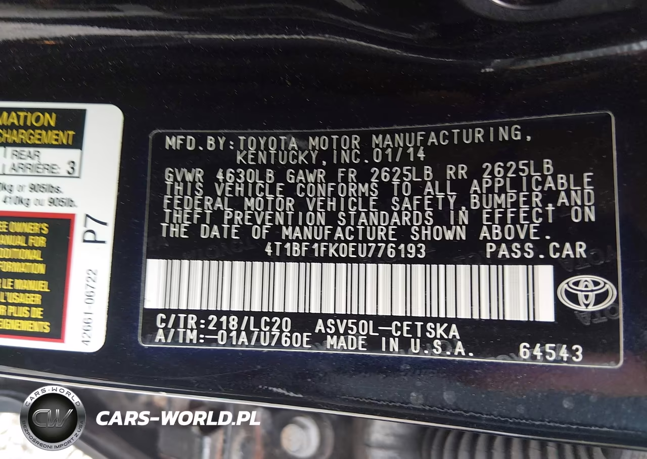 2014 Toyota Camry Se VIN:4T1BF1FK0EU776193 - 9