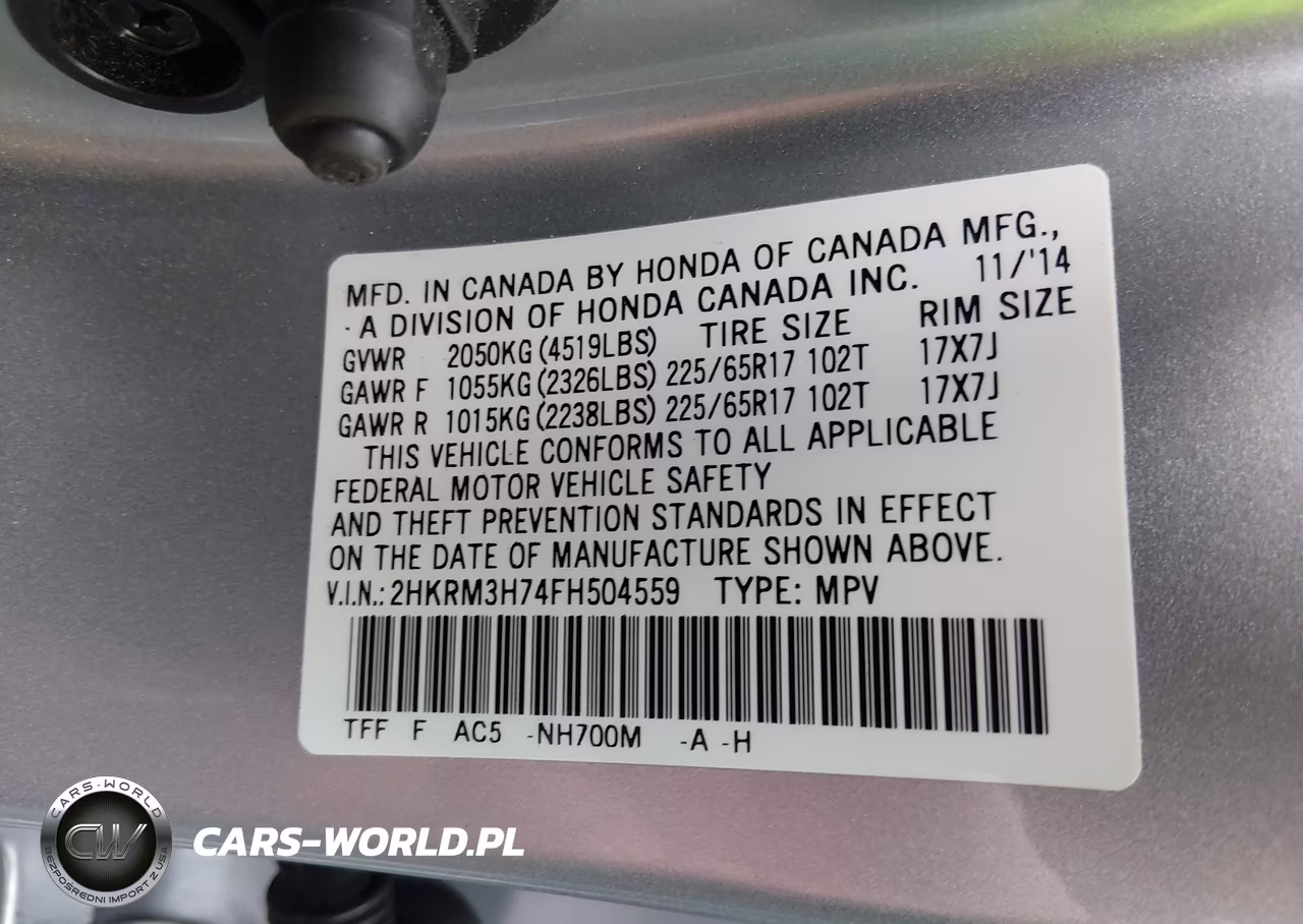 2015 Honda Cr-V Ex-L VIN:2HKRM3H74FH504559 - 9