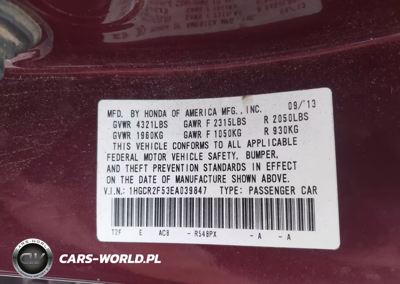 2014 Honda Accord Sport VIN:1HGCR2F53EA039847 - 9