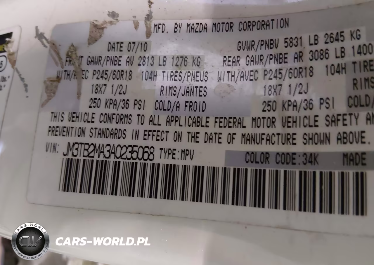 2010 Mazda Cx-9 Touring VIN:JM3TB2MA3A0235068 - 9