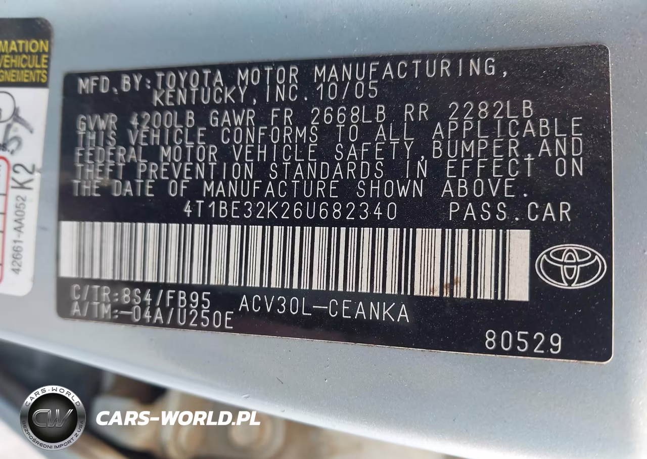 2006 Toyota Camry Le VIN:4T1BE32K26U682340 - 9