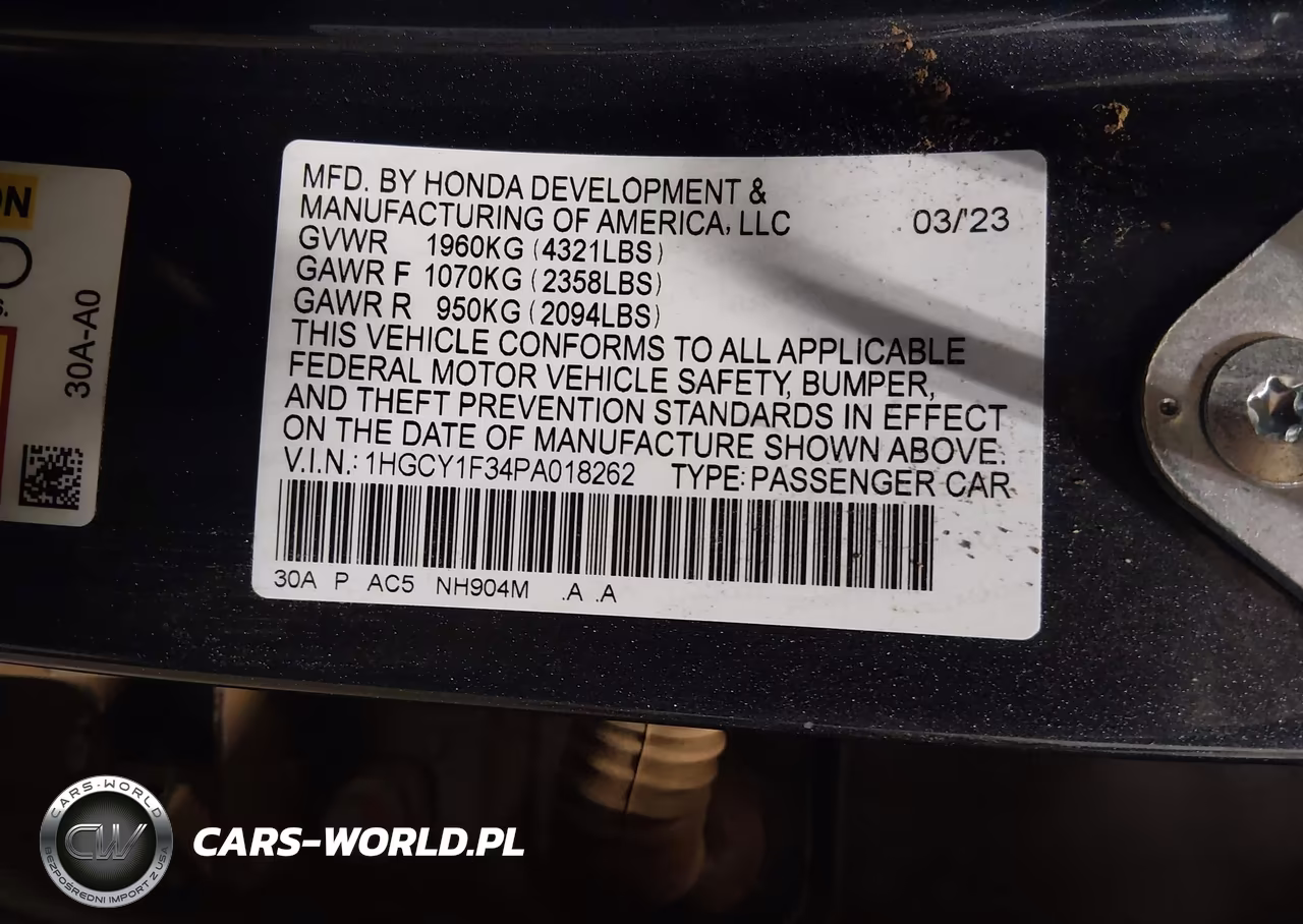2023 Honda Accord Ex VIN:1HGCY1F34PA018262 - 9