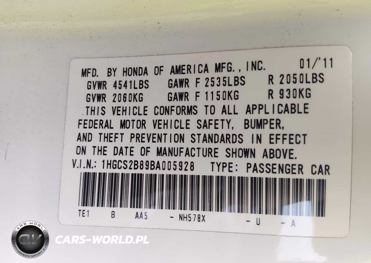 2011 Honda Accord 3.5 Ex-L VIN:1HGCS2B89BA005928 - 9