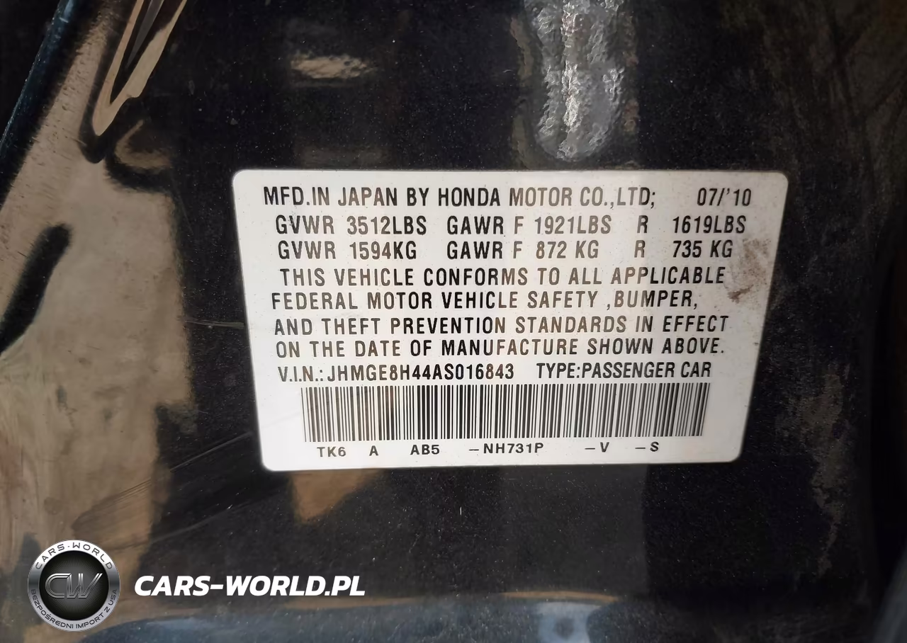 2010 Honda Fit Sport VIN:JHMGE8H44AS016843 - 9