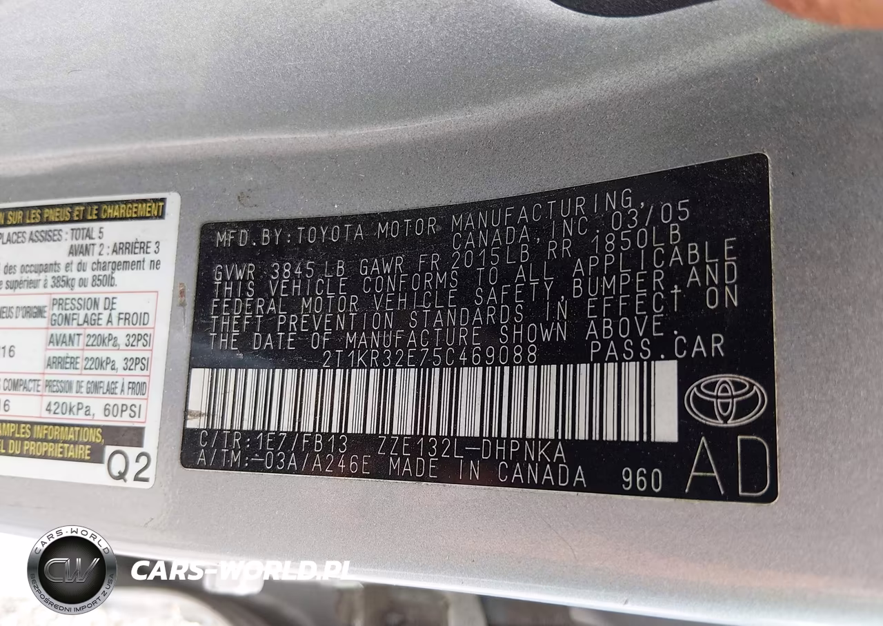 2005 Toyota Corolla Matrix Xr VIN:2T1KR32E75C469088 - 9