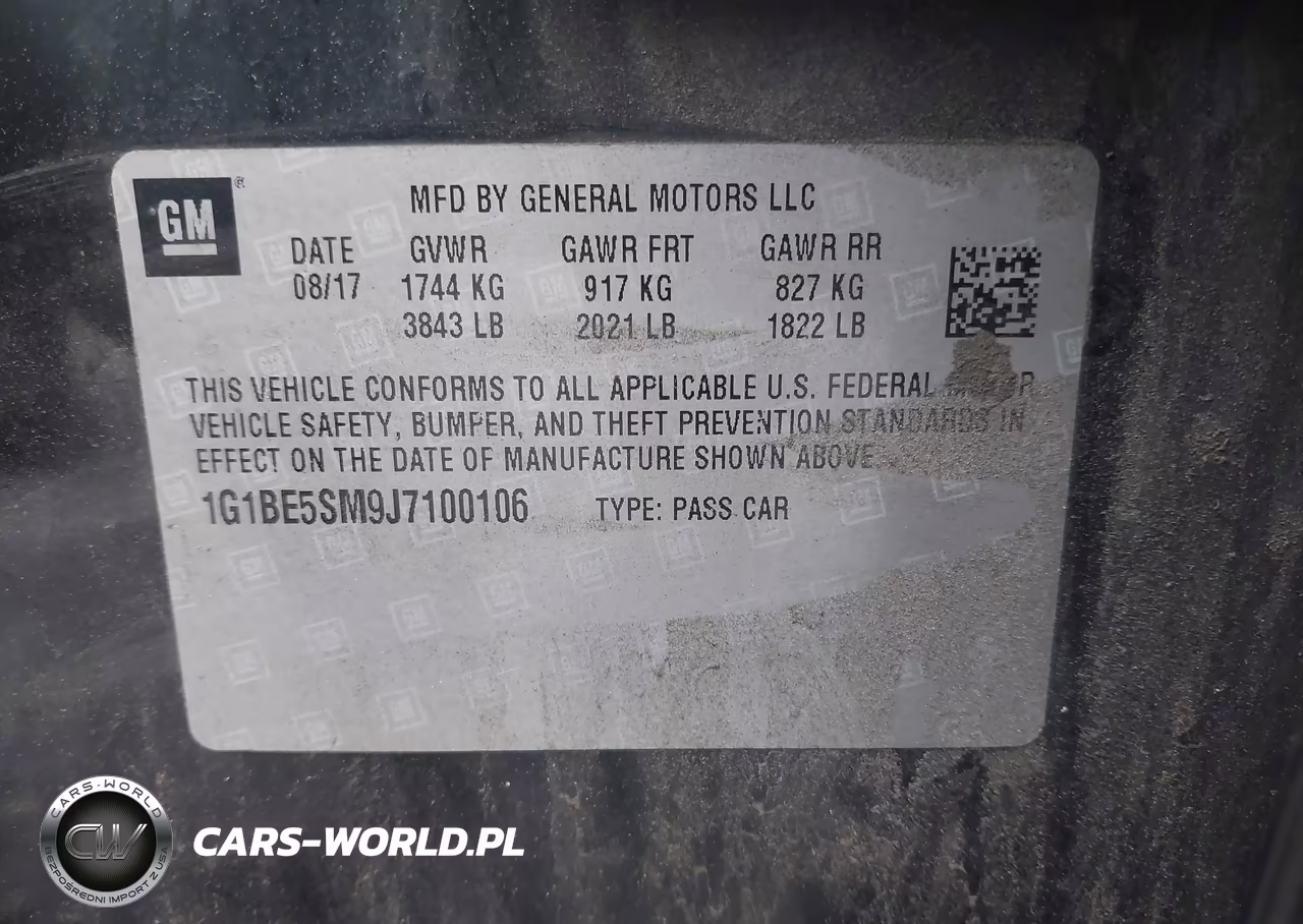 2018 Chevrolet Cruze Lt Auto VIN:1G1BE5SM9J7100106 - 9