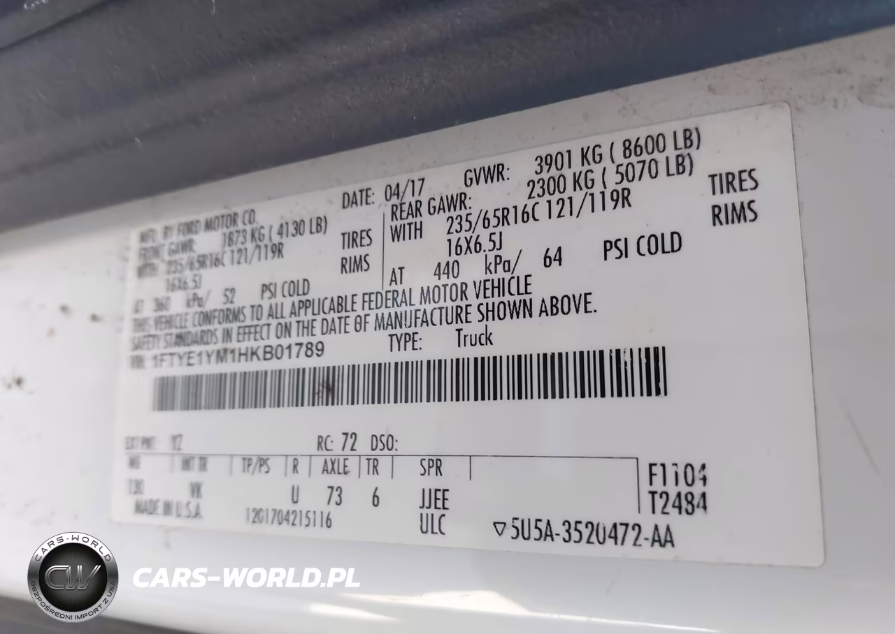 2017 Ford Transit-150 VIN:1FTYE1YM1HKB01789 - 9