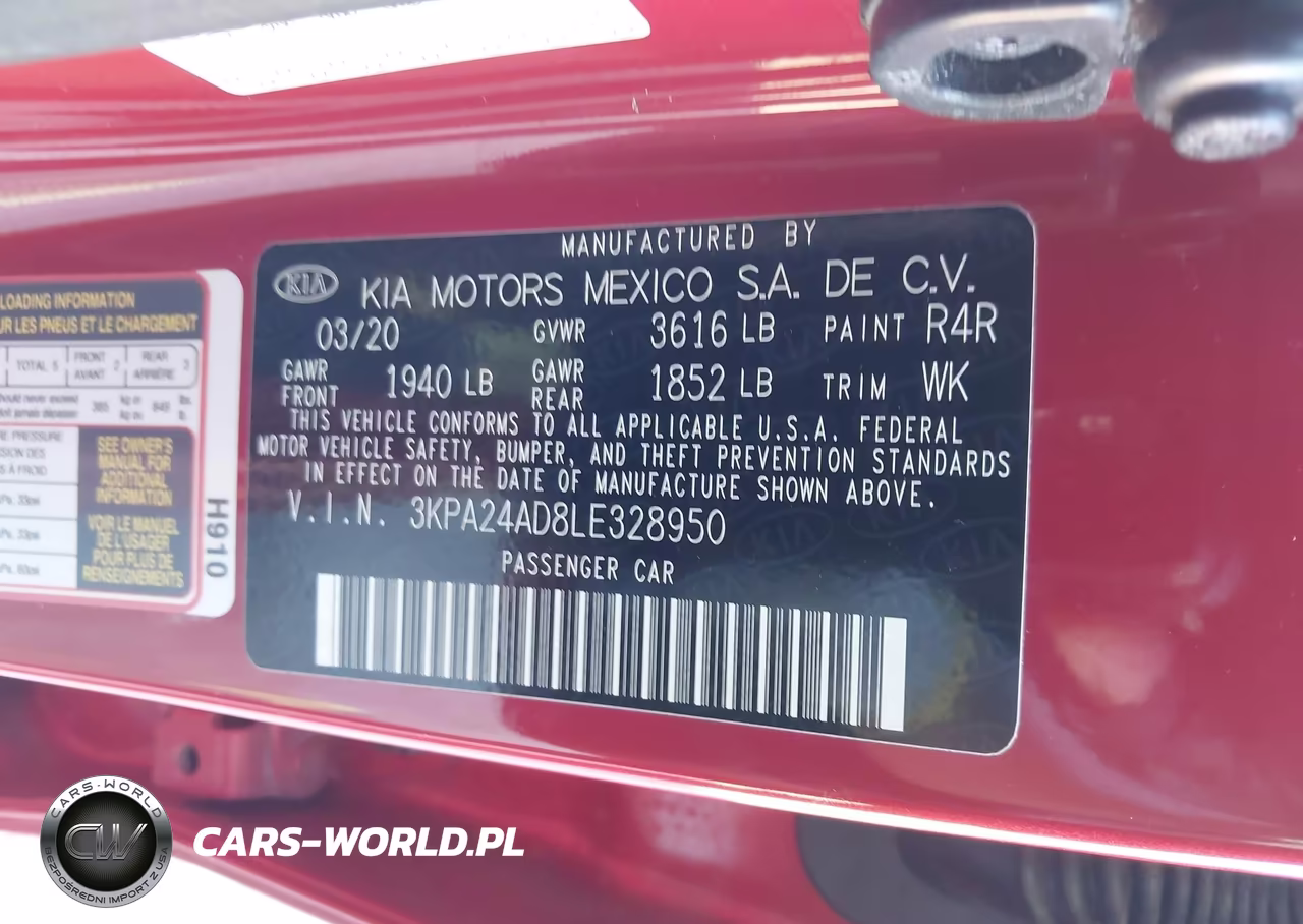 2020 Kia Rio S VIN:3KPA24AD8LE328950 - 9