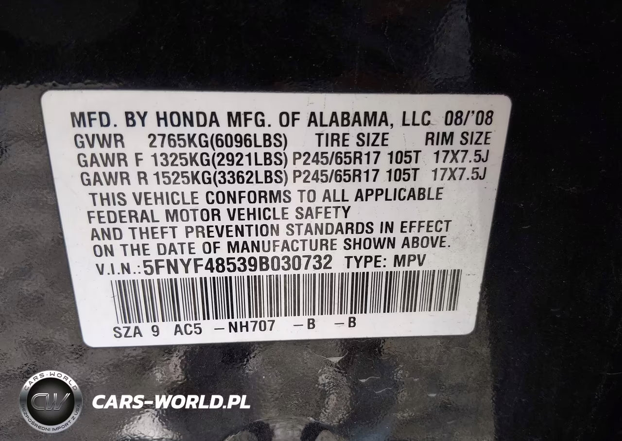 2009 Honda Pilot Ex-L VIN:5FNYF48539B030732 - 9