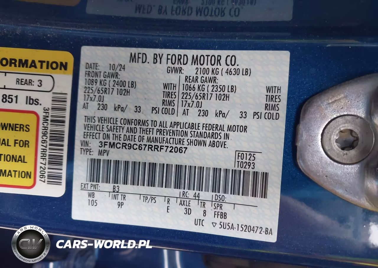 2024 Ford Bronco Sport Outer Banks VIN:3FMCR9C67RRF72067 - 9