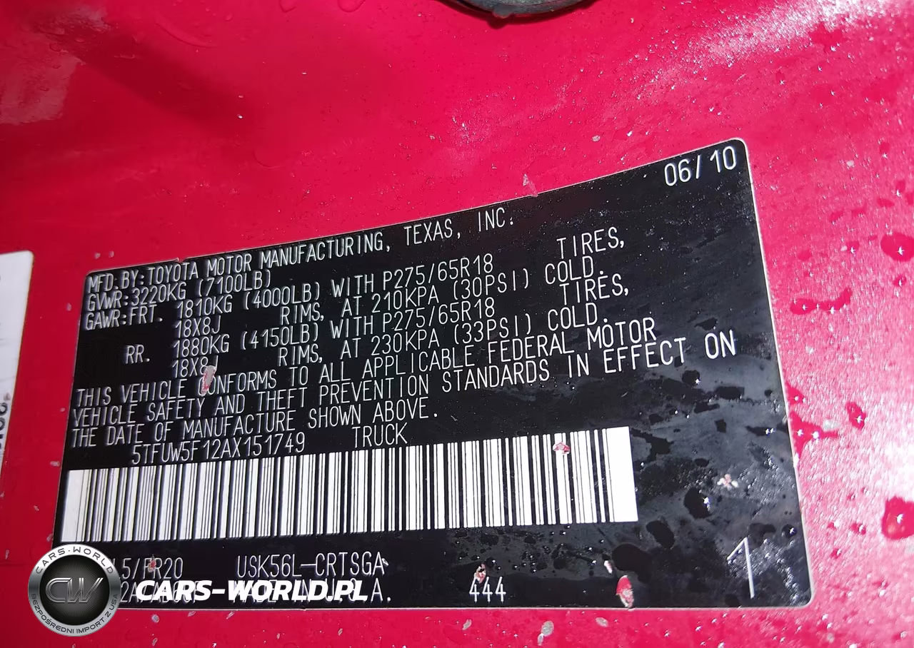 2010 Toyota Tundra Grade 5.7L V8 VIN:5TFUW5F12AX151749 - 9