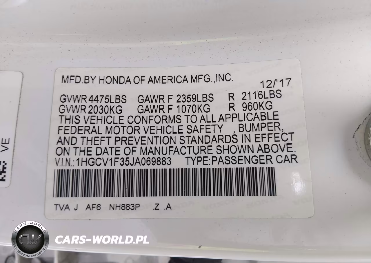 2018 Honda Accord Sport VIN:1HGCV1F35JA069883 - 9