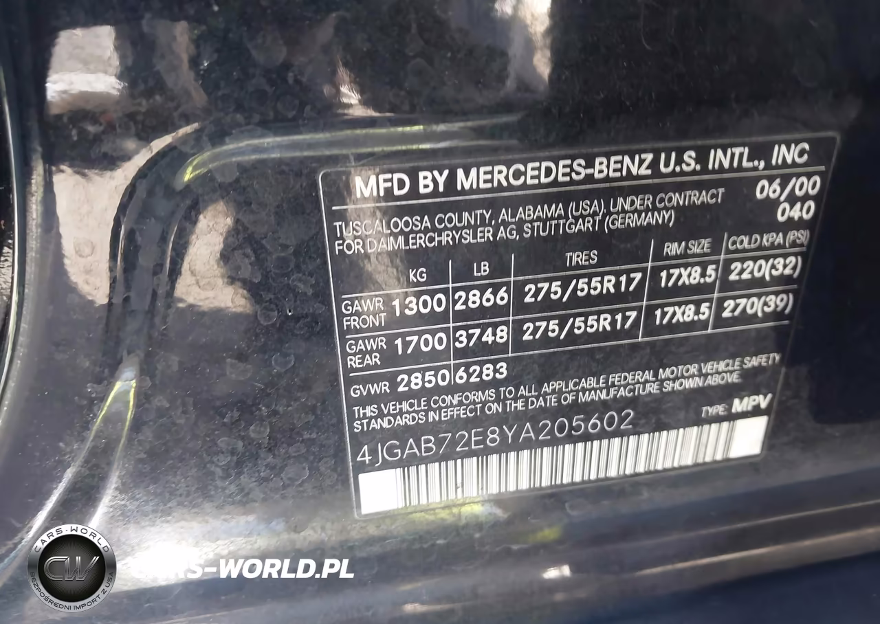 2000 Mercedes-Benz Ml 430 VIN:4JGAB72E8YA205602 - 9
